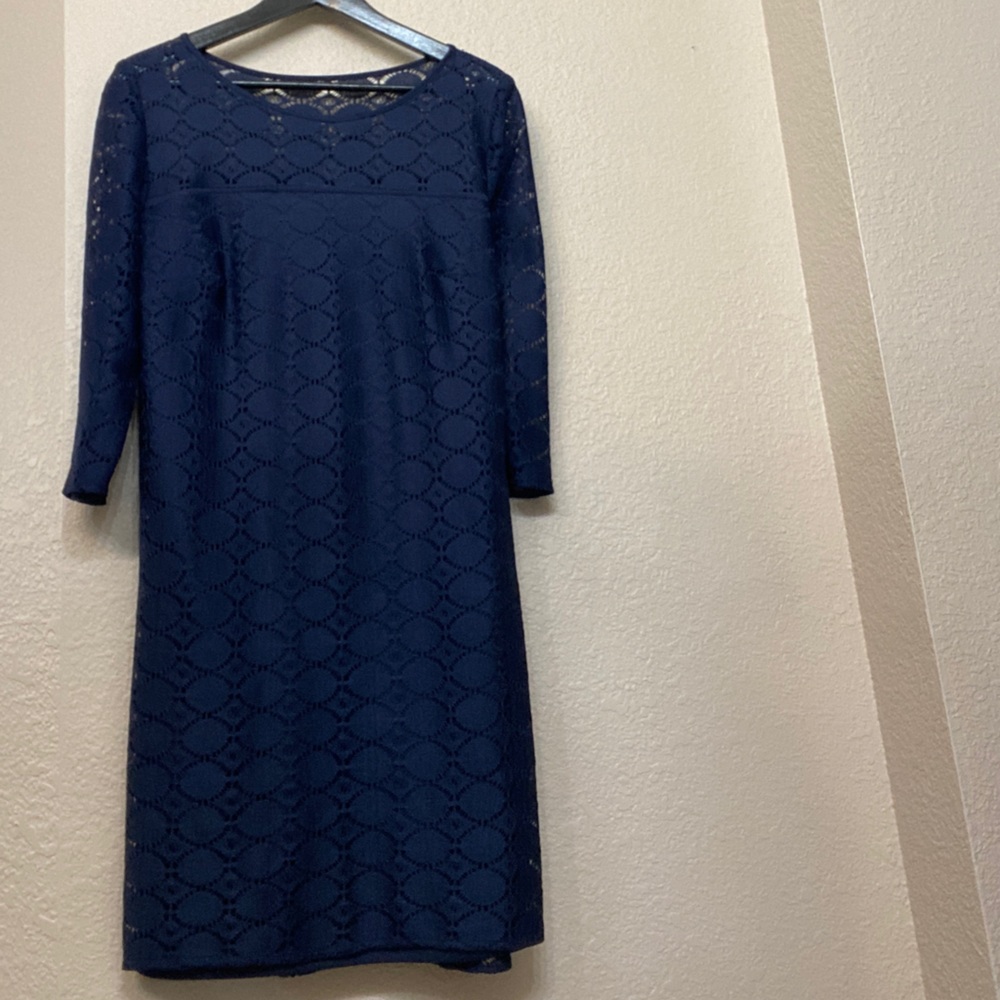 Elegant Navy Blue Lace Dress